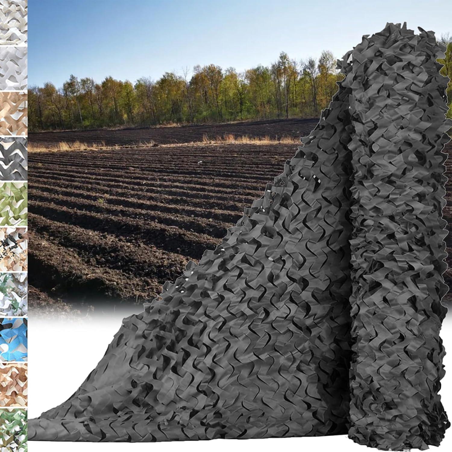 Dickes Tarnnetz, Sonnenschutz, Geeignet Für Die Jagd, Camping Im Freien Und Gartenpartydekoration, 3x6m, Schwarz.