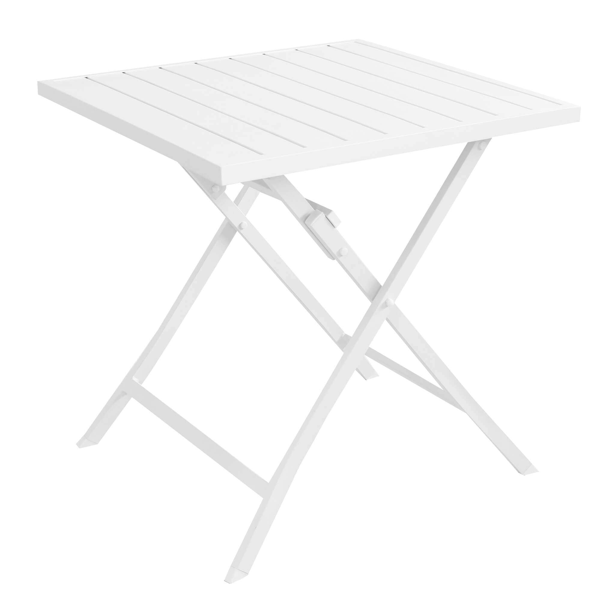 Quadratische Tabelle 70x70 Cm Schließbarer Außengarten Mit Aluminiumstruktur Und Orientalische Lattenebene - White