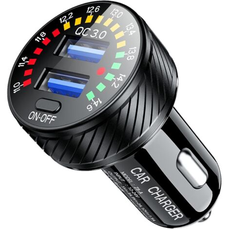 Qc3.0 Usb-zigarettenanzünderadapter, Autoladegerät Mit Led-anzeige, Ein-/ausschalter, Schnellladefunktion, Zwei 36w/3a-anschlüsse Für Handy, Kamera Und Mehr.