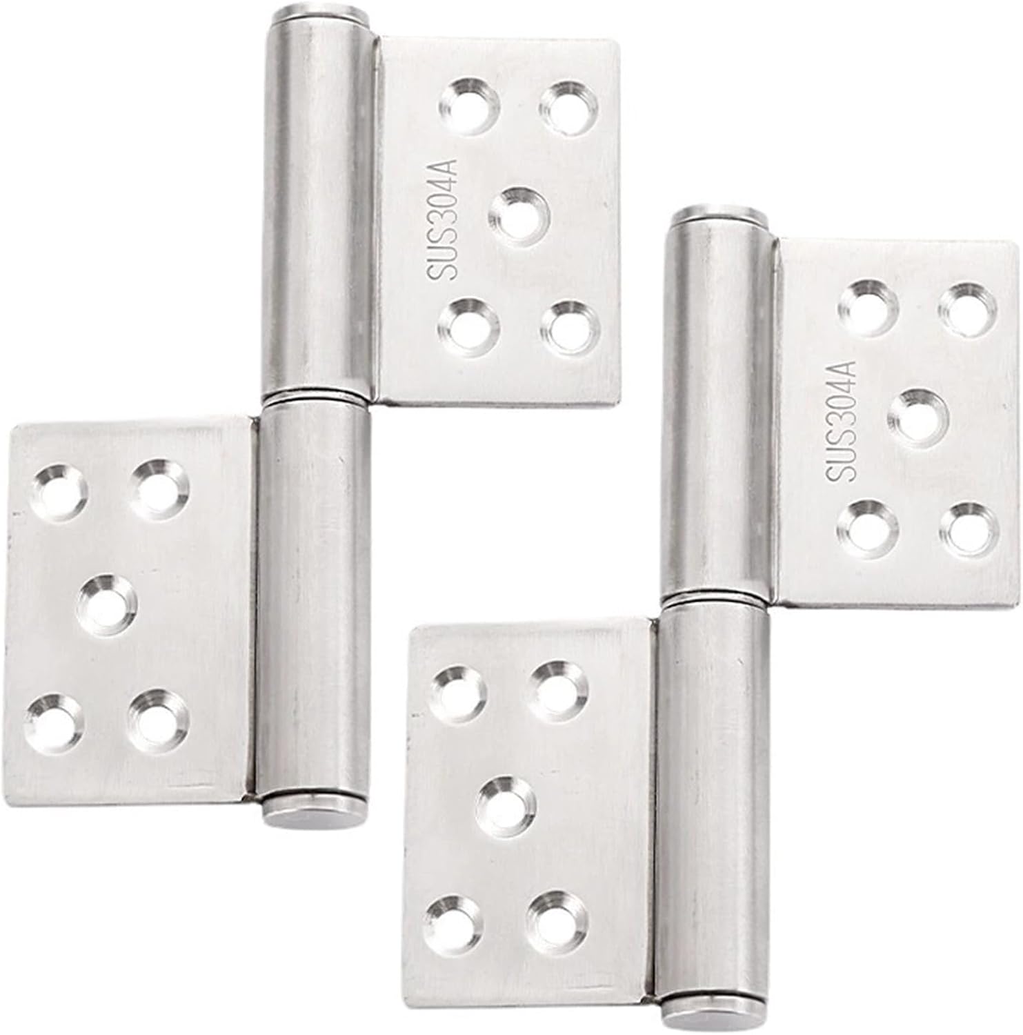 Set Mit 2 Türbändern Aus Edelstahl – Hochleistungsbänder – Klappbänder – Für Innen- Und Außentüren Aus Holz, Kleiderschränke, Schlafzimmer, Fenster – 132 X 58 X 18 Mm