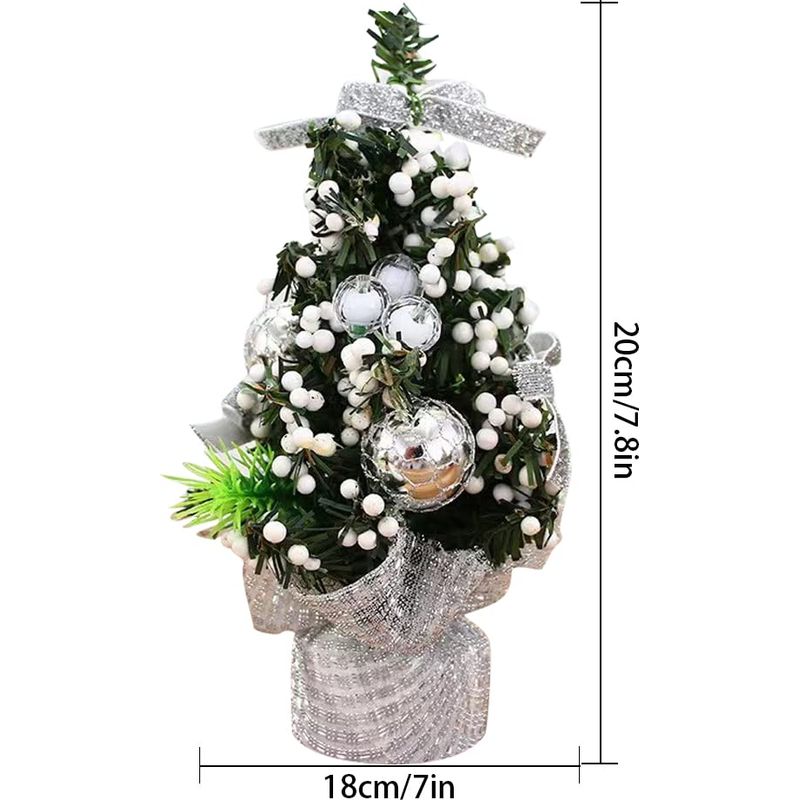 Tischweihnachtsbaum, 20 Cm Mini-kunstweihnachtsbaum Mit Farbigen Weihnachtskugeln Und Ornamenten, Kleiner Weihnachtsbaum Für Den Tisch, Für Die Weihnachtsdekoration Zu Hause (silber)