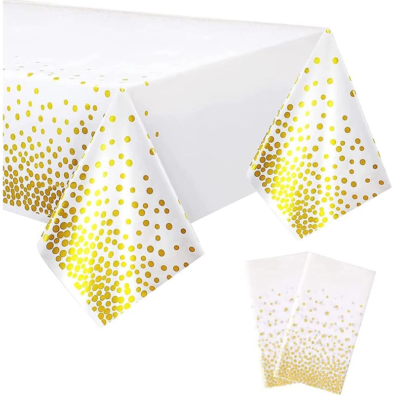 Stück Einweg-tischdecken, Rechteckige Party-tischdecken Mit Weißen Und Goldenen Punkten Für Hochzeiten, Weihnachten, Geburtstagsfeiern, Picknicks (137 X 274 Cm)