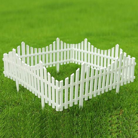 Gartenzaun, Weiße Kunststoff-beeteinfassungen Für Pflanzen, Rasen/gras, Beeteinfassungen, Wegeinfassungen, 4er-pack (gesamtgröße: 244 Cm L X 33 Cm H) Weiß
