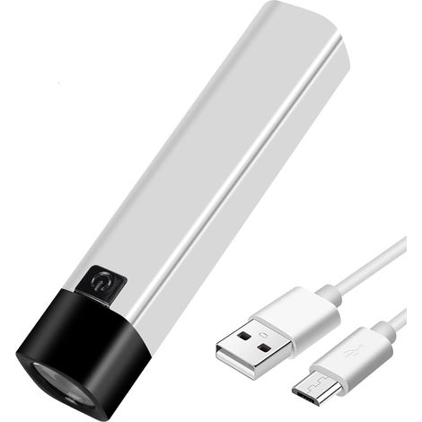Wiederaufladbare Usb-led-taschenlampe, 350 Lumen, Mini-powerbank, 1200 Mah 18650-akku, Extrem Leistungsstarke Seitenleuchte (weiß)