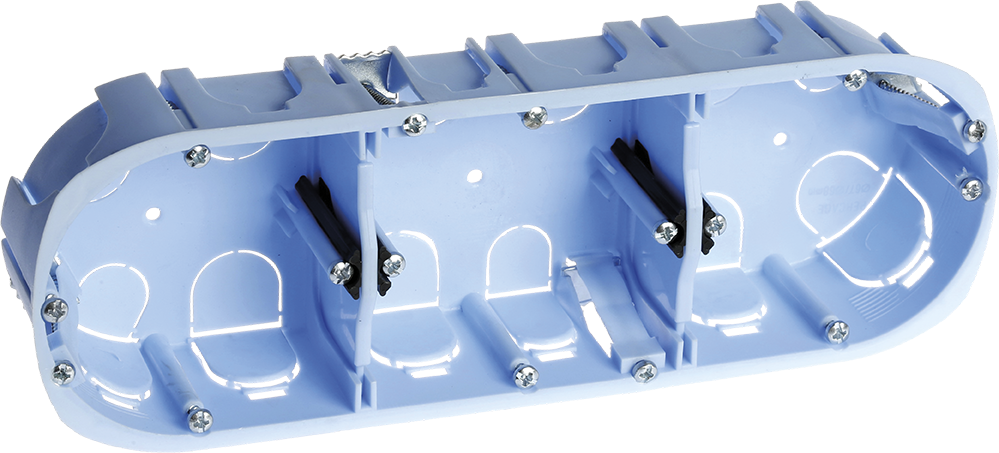 Eur Ohm - Gerätedose Trockenbau - 3 Stationen - Ø67/68mm - Achsabstand 71mm - Xl Pro 3 Stationen - Tiefe 50mm