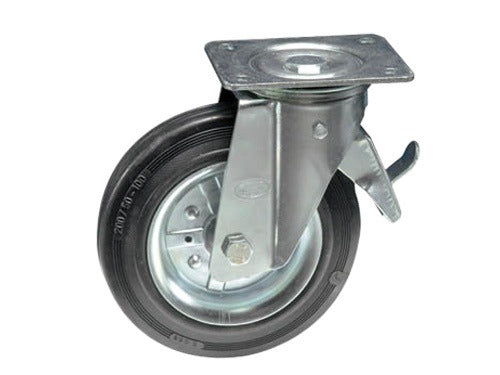 Stahlrad Mit Schwenkplatte Und Bremsorte -gerätrad - Ø125 Mm