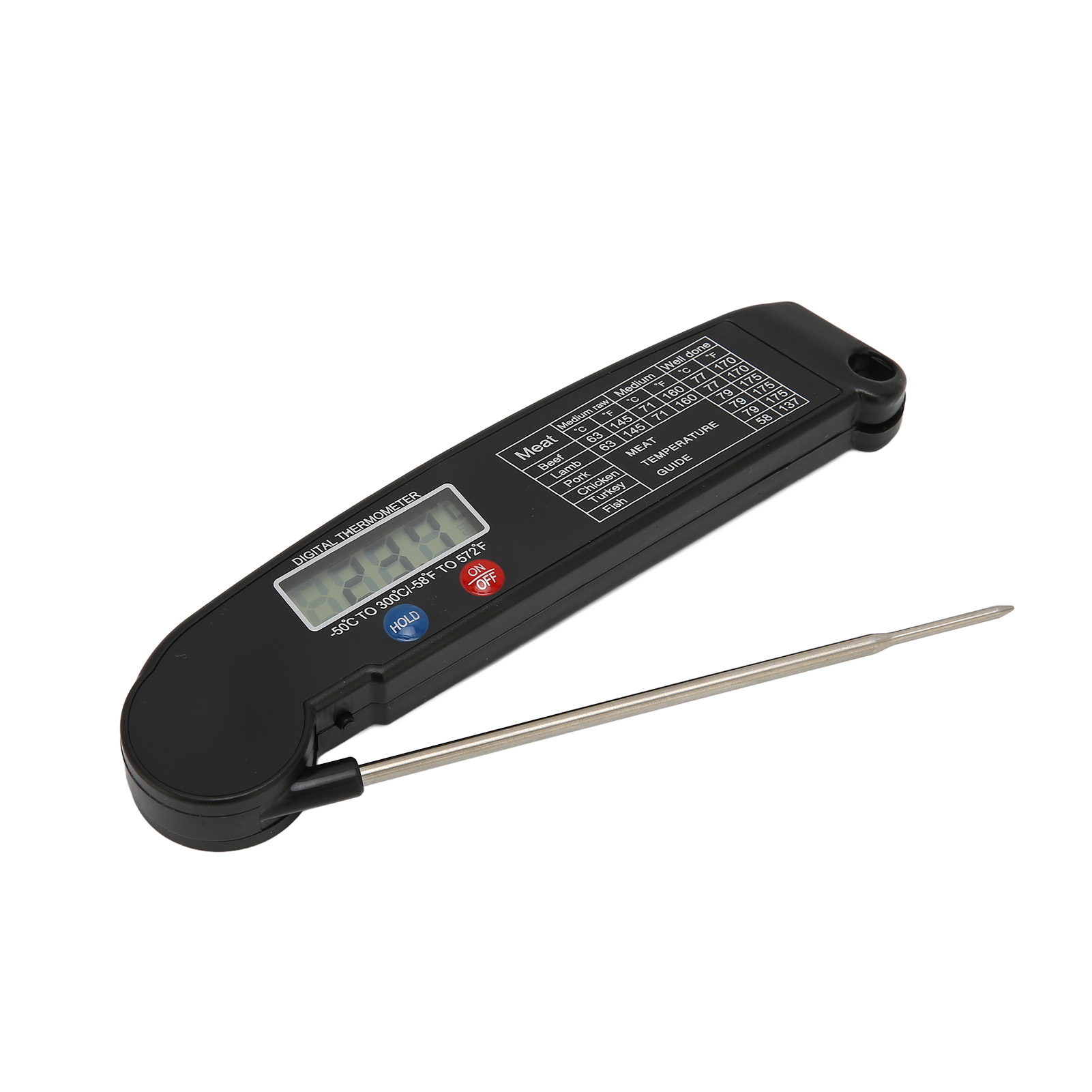 Multifunktionales Digitales Sofort-fleischthermometer Zum Kochen, Grillen Und Barbecue – Schwarz