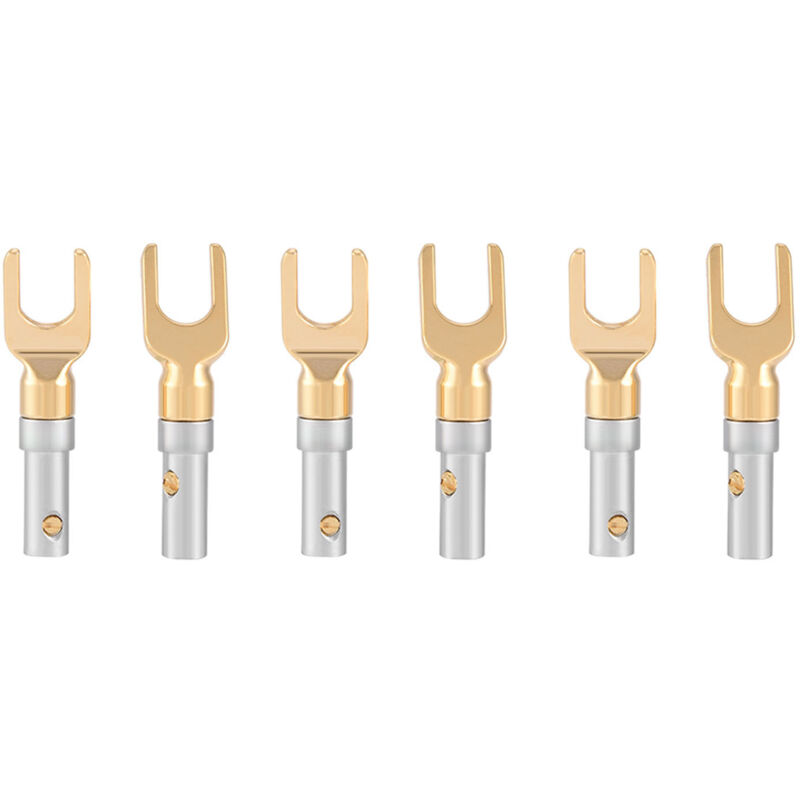 6 Stück Vergoldete 4-mm-u-gabel-y-schaufel-bananenstecker Für Lötfreie Schraublautsprecherkabel