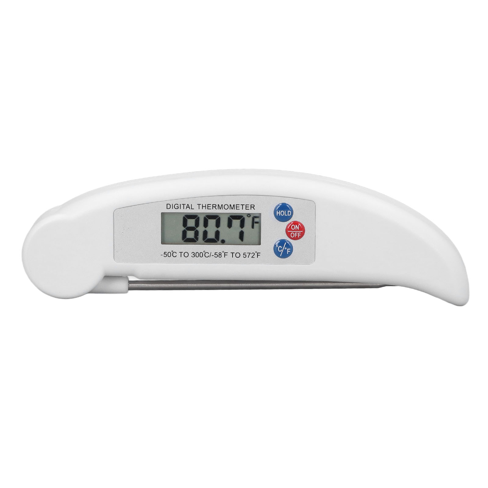 Schnelles Digitales Fleischthermometer Mit Klappbarer Sonde - Weiß