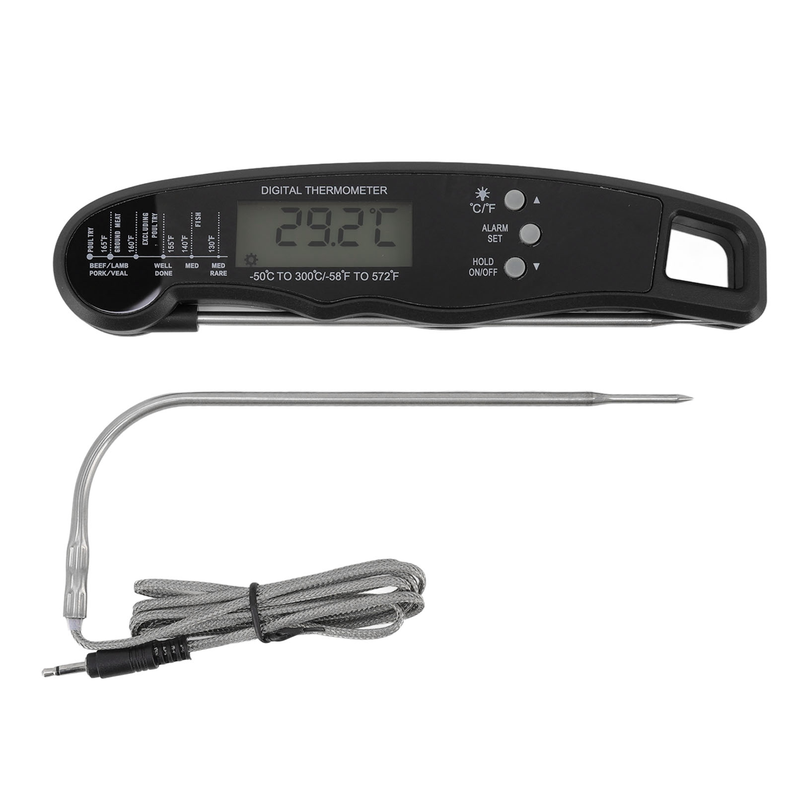 Digitales Fleischthermometer, Sofortanzeige, Wasserdicht, Multifunktional Zum Kochen, Grillen, Barbecue Und Räuchern – Schwarz