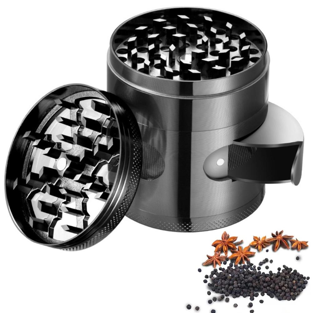 4-stufige 60-mm-kräutermühle Aus Zinklegierung Mit Magnetdeckel Für Gewürze Und Kräuter