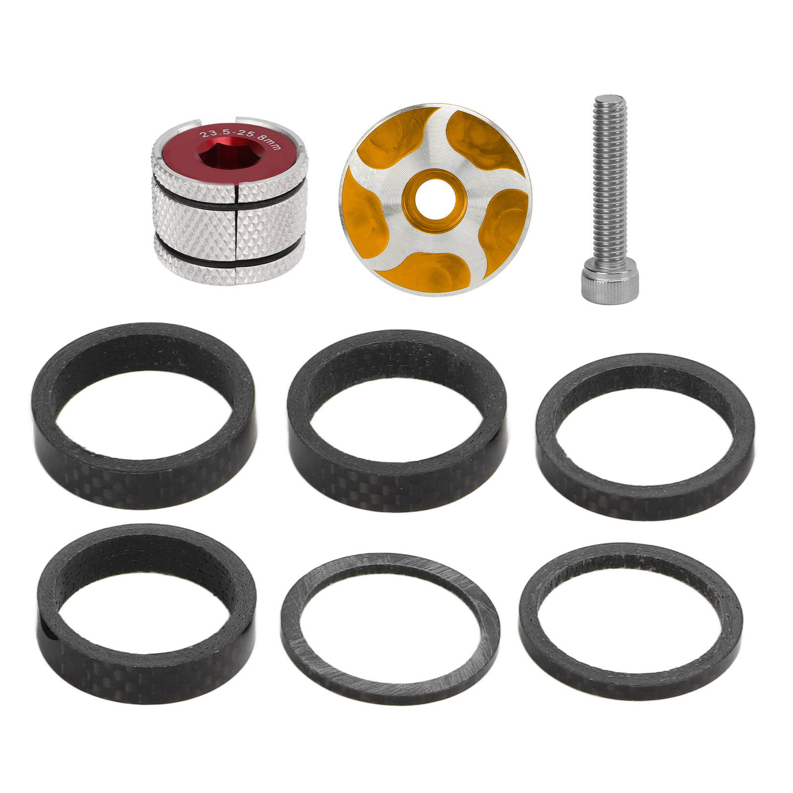 Fahrradlenker-spacer-set Mit Vorbaukappe Und 28,6-mm-gabel-expansionsstopfen, Gold
