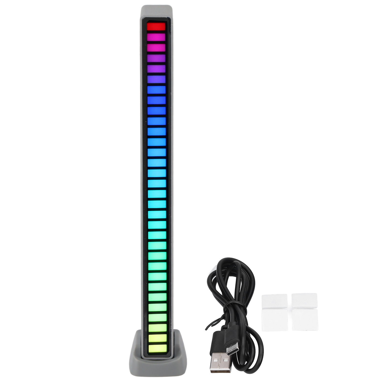 Rgb-lichtleiste Mit Sprachsteuerung, Usb-musik-stimmungslicht Für Auto, Zuhause Oder Studio, Silberfarben