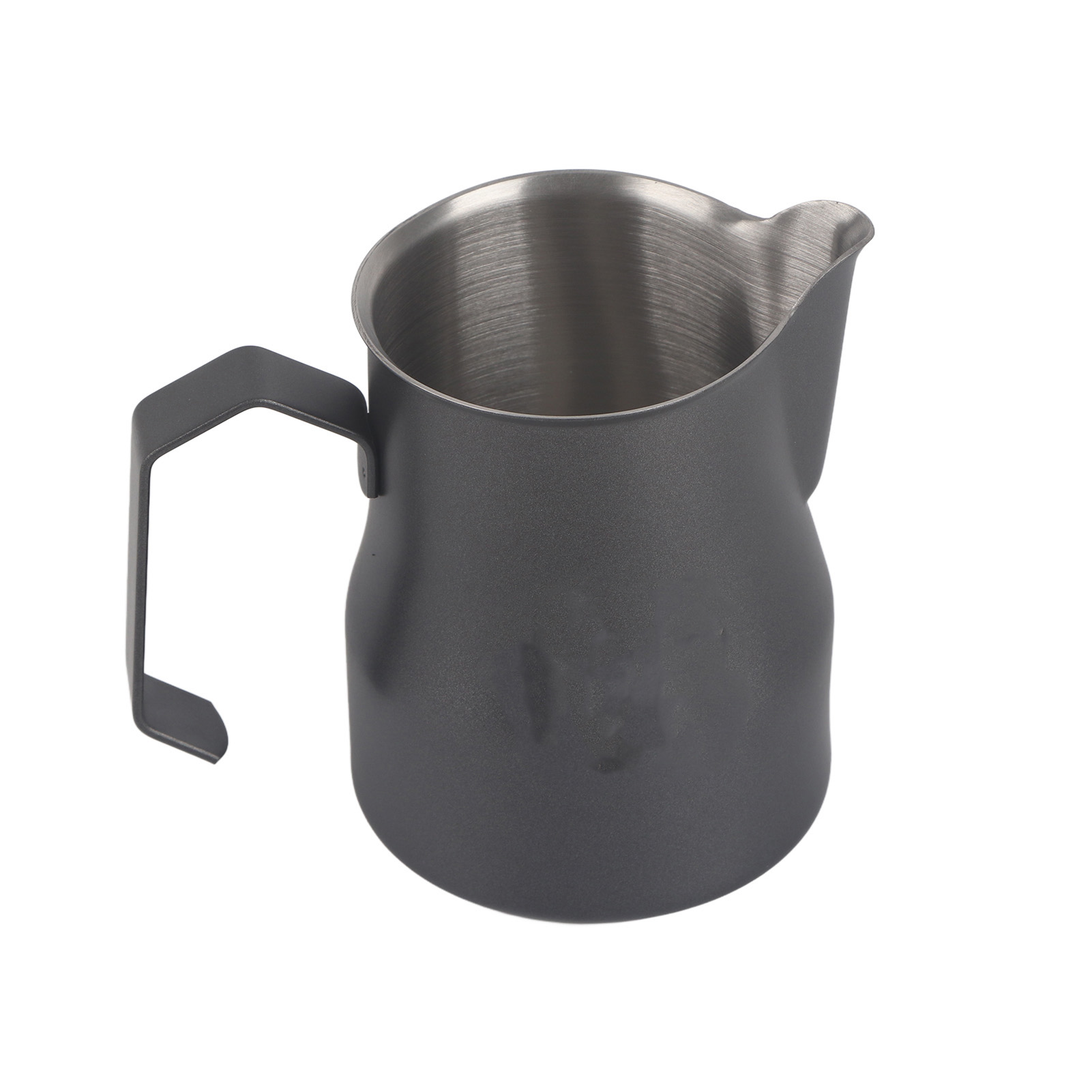 Milchkännchen Aus Edelstahl 304 Mit Langem Ausguss Und Offenem Griff, 500 Ml, Ideal Zum Aufschäumen Von Milch Zu Hause Oder Im Büro, Silber-schwarze Farbe.