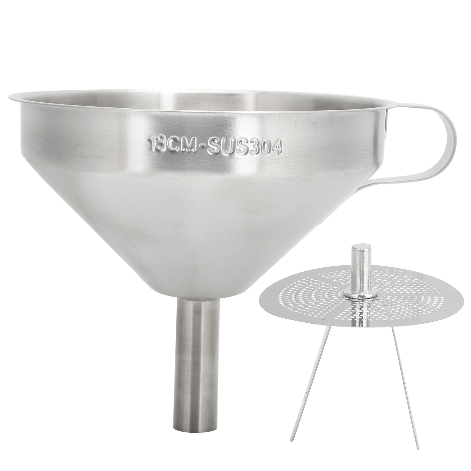 Küchen-trichter Aus Edelstahl 304 Mit Filter, 13 Cm Durchmesser, Für Flüssigkeiten Und Trockene Zutaten
