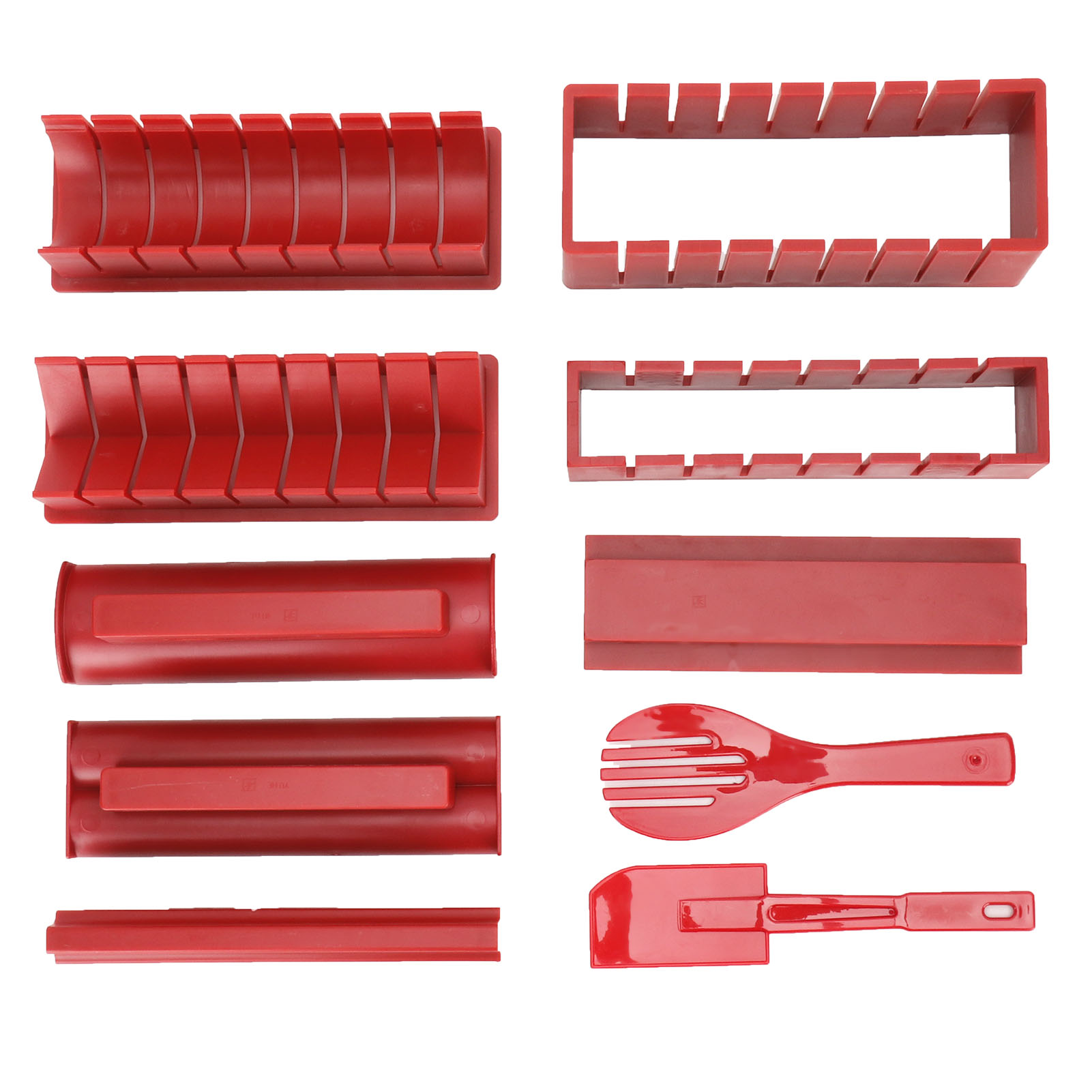 Diy-sushi-set Aus Rotem Kunststoff – Reisform Für Japanische Rollen – Küchenzubehör