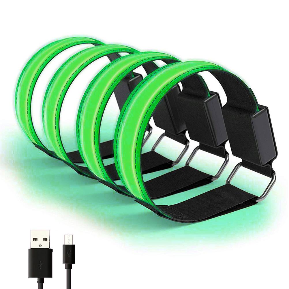 4-teiliges, Per Usb Wiederaufladbares, Reflektierendes Led-armband, Leuchtendes Sicherheitsarmband Zum Joggen, Radfahren Und Wandern Bei Nacht