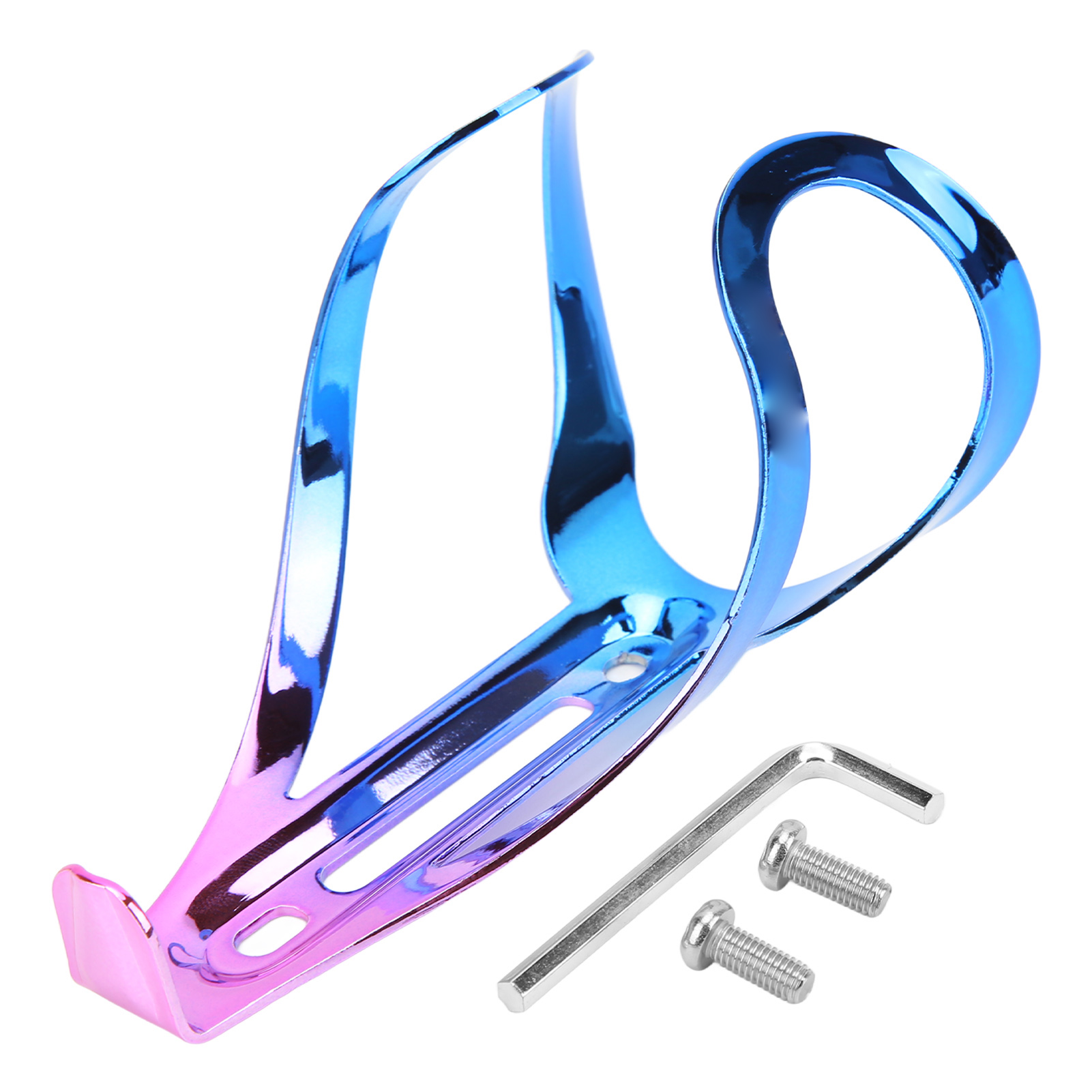 Leichter, Robuster Und Farbenfroher Fahrradflaschenhalter Für Mountainbikes Und Rennräder, Glatte Kanten, Blau-violettes Design.