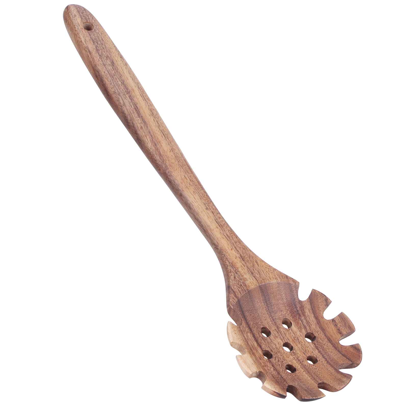 Küchenlöffel Aus Natürlichem Teakholz, Lebensmittelechtes Nudelsieb Aus Holz Für Kulinarische Zubereitungen