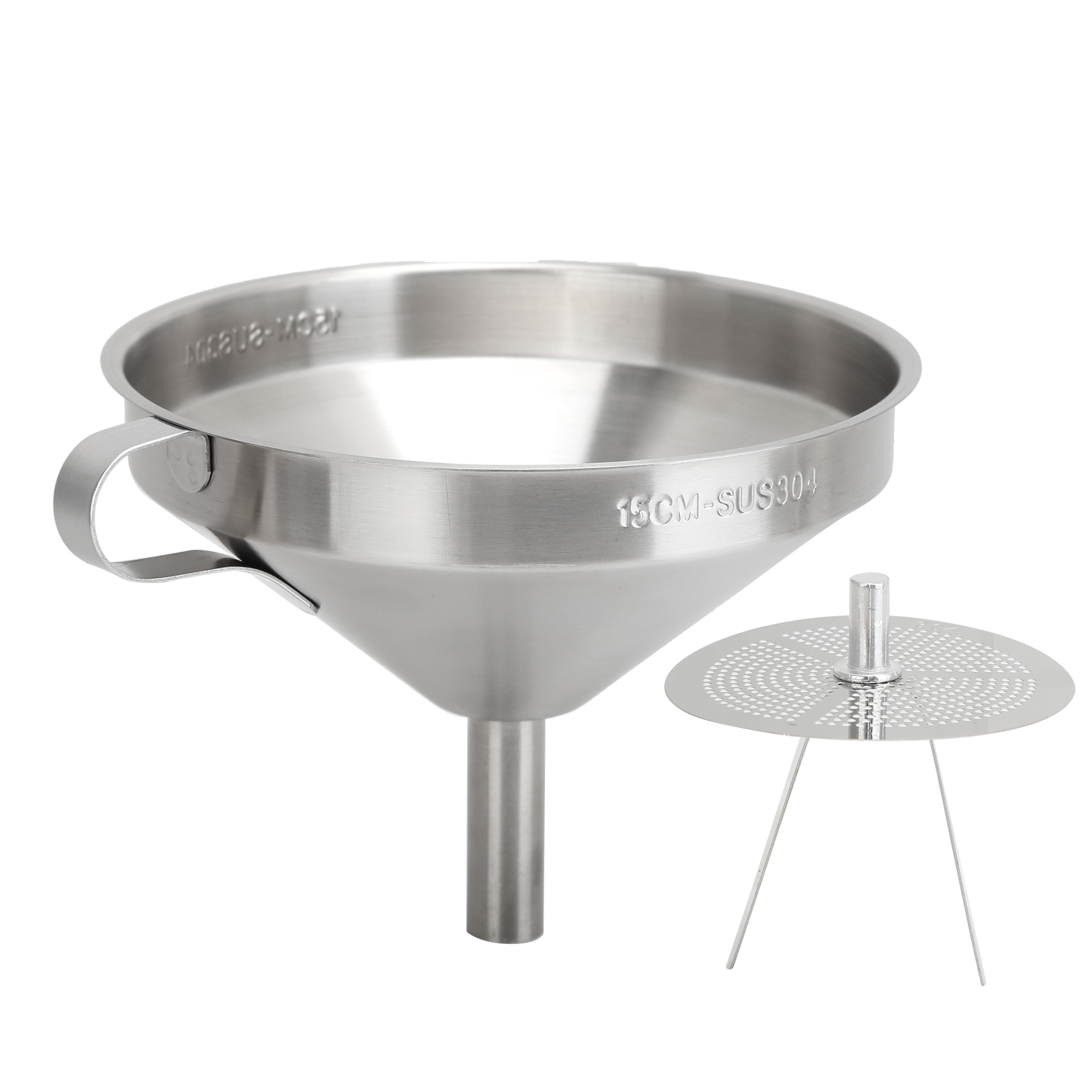 Küchentrichter Aus Edelstahl 304 Mit Filter, 15 Cm Durchmesser, Für Flüssigkeiten Und Trockene Zutaten
