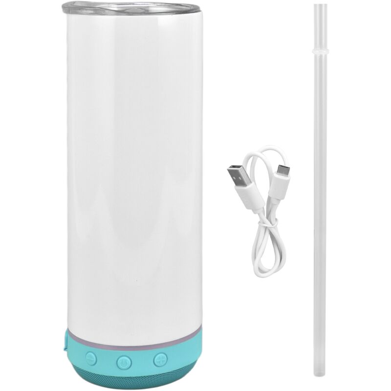 Bluetooth-lautsprecher, Tragbarer, Abnehmbarer Edelstahl-isolierbecher (590 Ml) Mit Sublimierter Musikwiedergabe, Blauer Hintergrund