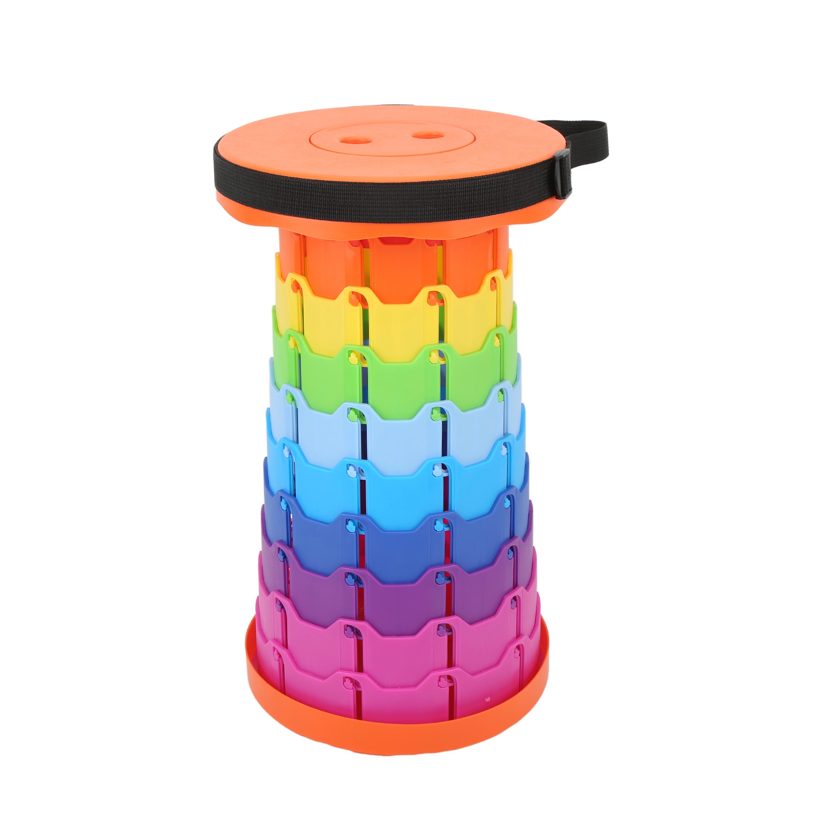 Leichter, Faltbarer, Tragbarer Teleskophocker Für Camping, Angeln, Wandern, Reisen Und Gartenarbeit – Regenbogenorange