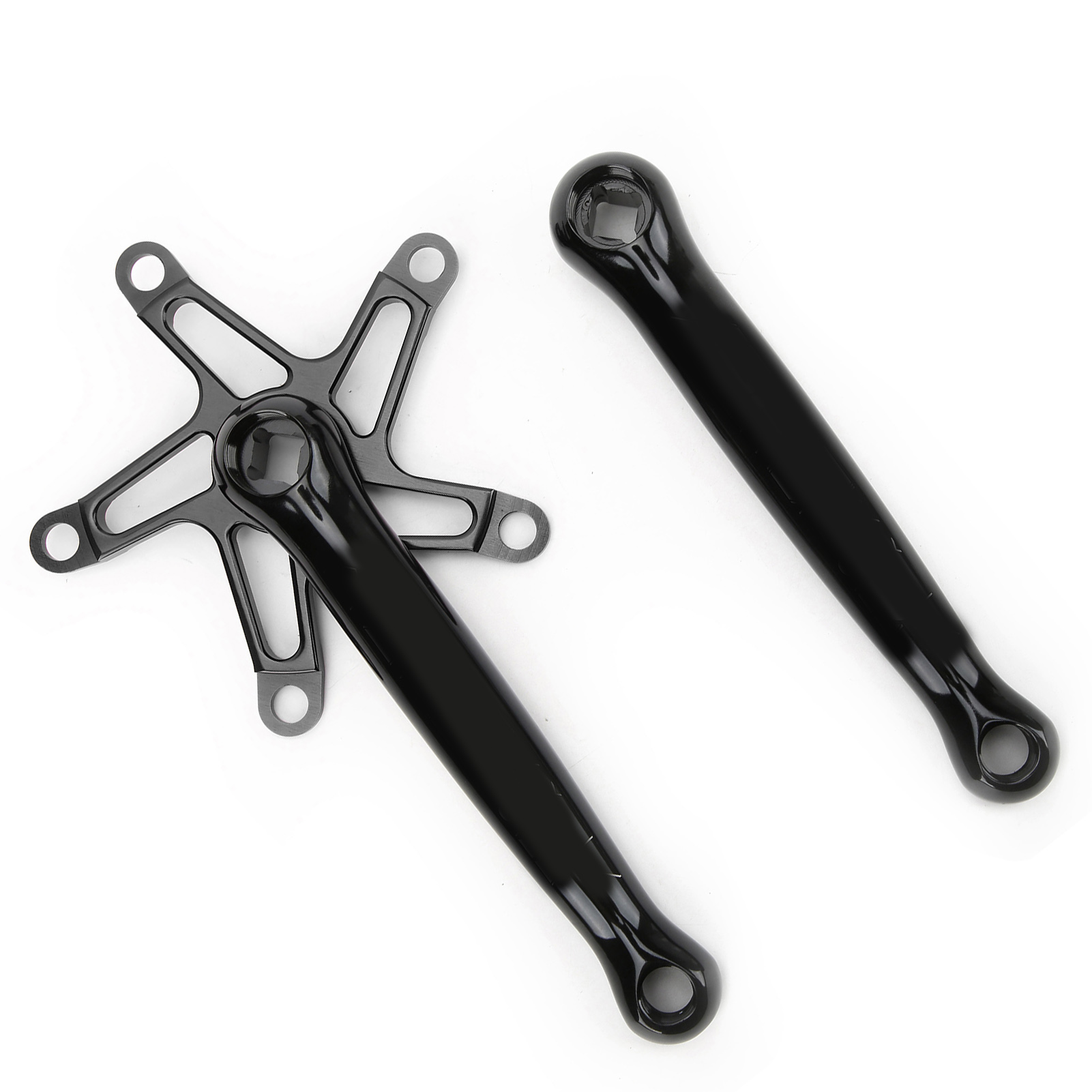 Bolany Klapprad-kurbelgarnitur Mit Vierkantaufnahme (130 Mm Lochkreis), 1-fach Scheibenkettenblatt, Antriebsteile In Schwarz