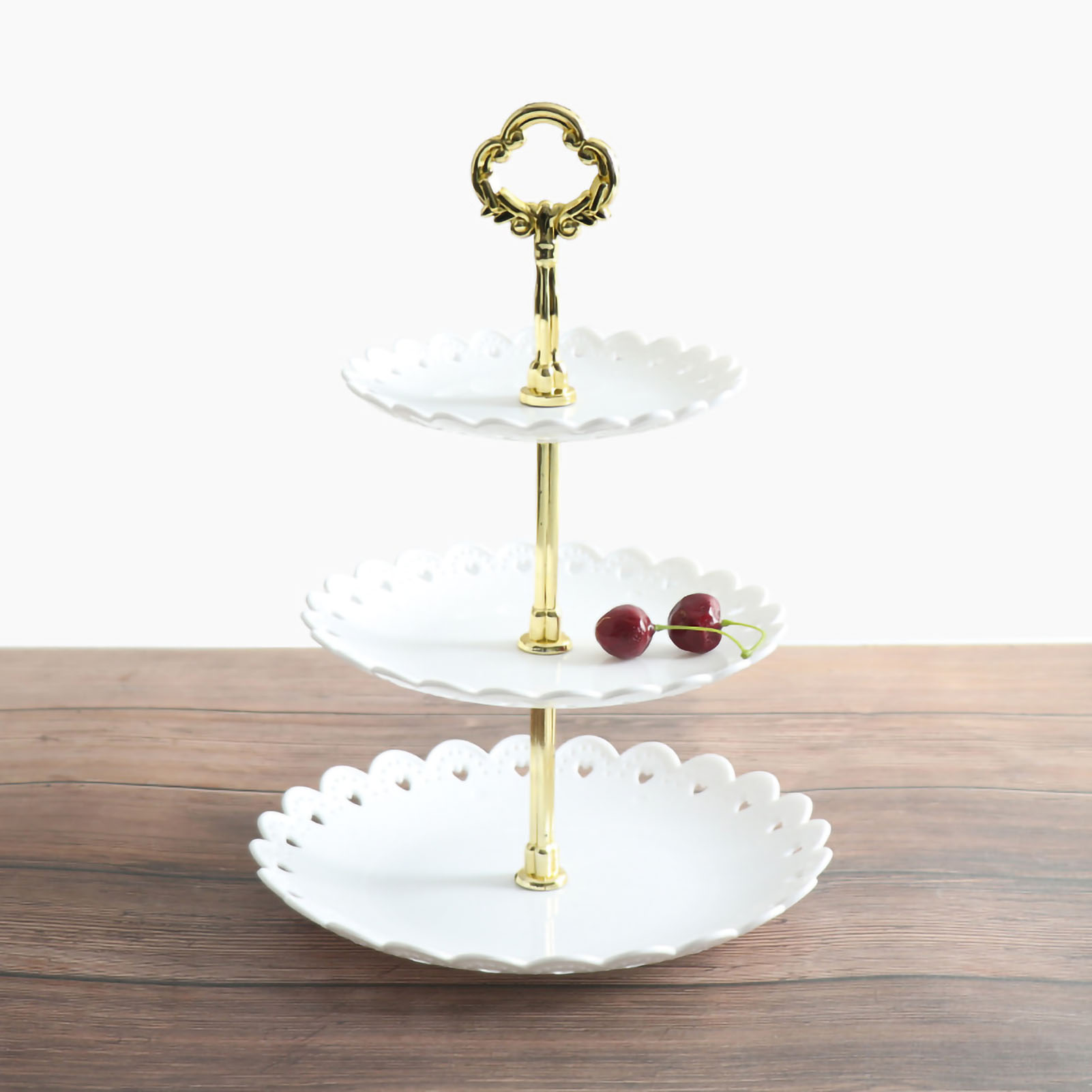 Dekorativer, Abnehmbarer 3-stöckiger Blütenblatt-obstständer Für Kuchen, Cupcakes, Snacks, Hochzeiten, Partys Und Zuhause, Weiß