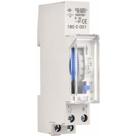 Mechanischer 24-stunden-timer, Mindestzeiteinstellung 15 Minuten, Din-schienenmontage, Integrierte Batterie, Modell Sul180a, Wechselspannung 220–240 V