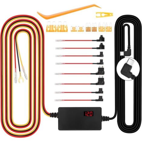 Dashcam-kabel: 12v Bis 24v Eingang, 5v/3a Ausgang Mit Spannungsanzeige, Einstellbare Ausgangsspannung, 24-stunden-parkmodus, Schutz Vor Vollständiger Batterieentladung, Usb-c-anschluss Und Automatisch