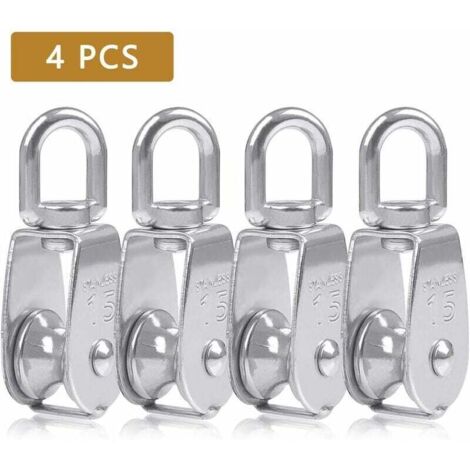 Einzelrolle Für 15-mm-seil, Edelstahl, Kletterrolle, Lastrolle, Heberolle Mit Einer Tragfähigkeit Von 35 Kg – 4 Stück, Silberfarben