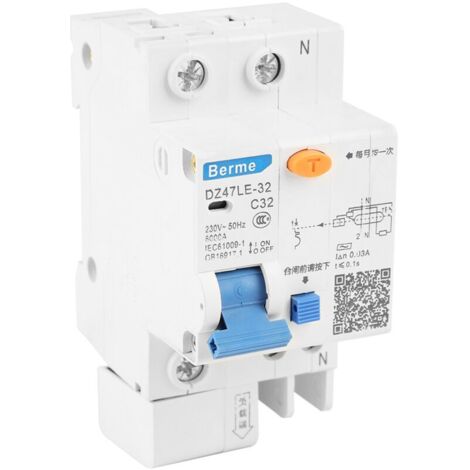 Fehlerstromschutzschalter Dz47le-32, 32 A, 1p + N, Auslösecharakteristik C32, 30 Ma, 230 V Überlast-, Erdschluss- Und Kurzschlussschutz