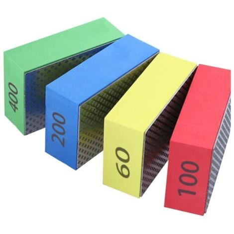 Set Mit 4 Manuellen Diamantpads, Polierblöcken Für Steinfliesen Und Glas, Schleifpads Für Keramikfliesen, 4 Körnungen: 60, 100, 200 Und 400 Mesh