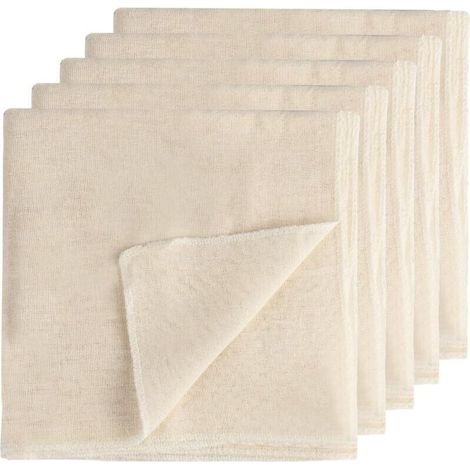 Set Aus 5 Waschbaren Und Ungebleichten Baumwoll-musselintüchern Zum Filtern Von Säften, Käse, Butter, Tee Und Kaffee (60 X 60 Cm)