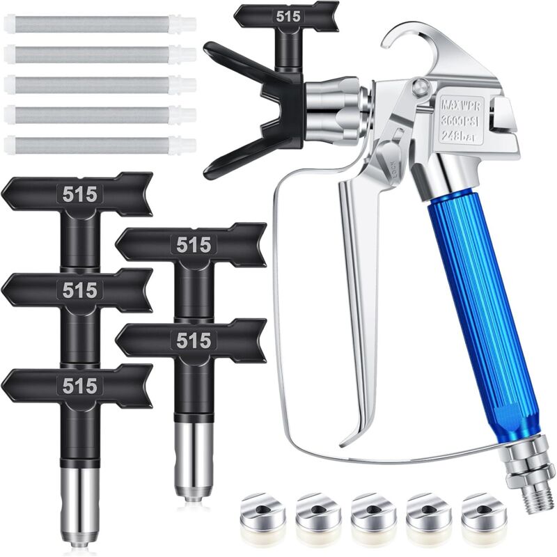 Airless-farbspritzpistole (12-teilig) Mit Düsenschutz, Düsen Und Filter Für Airless-spritzgeräte, Lackierzubehör (515)