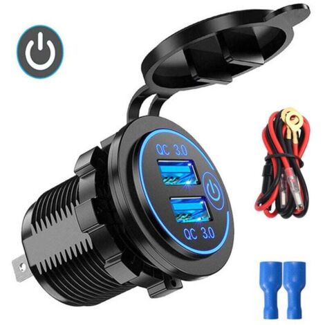 Automatisches Ladegerät Mit Zwei Usb-anschlüssen, Quick Charge 3.0, 12–24 V, Zigarettenanzünderbuchse Und Smartphone-ladeschalter