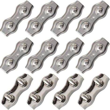 12 Stück Doppelklemmen Für Edelstahlkabel, Doppelfunktionsklemmen Für Edelstahlkabel, Kabelklemme, Doppelklemme M2, Klemme Für Metallkabel Mit 1,5 Mm Durchmesser, Silber
