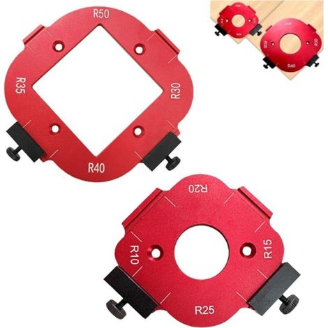 Set Mit 2 Frässchablonen Für Die Holzbearbeitung, Kompatibel Mit Den Fräsen R10, R15, R20, R25, R30, R35, R40 Und R50, Schablone Für Die Arbeitsplatte, 4-in-1-bogenwinkelpositionierungsschablone