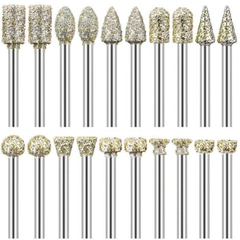 Set Aus 20 Diamantfräsern Mit 1/8 Zoll Schaft, Kompatibel Mit Dremel – Zum Schnitzen, Gravieren, Polieren Und Schleifen Von Stein, Fels, Glas Und Keramik.