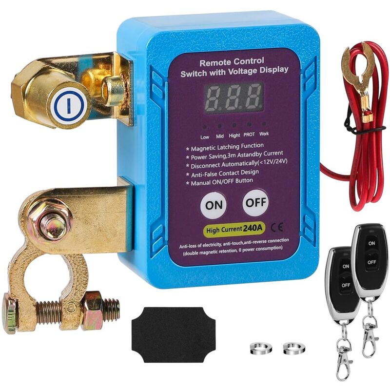 12v-autobatterie-trennschalter, Mit 2 Fernbedienungen, 240a, Mit Led-spannungsanzeige, Diebstahlsicherung, Für Auto, Boot, Wohnmobil, Suv, Lkw Und Alarmanlage.