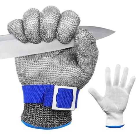 Schnittfeste Handschuhe, Schutzklasse 9, Für Die Küchen- Und Austernverarbeitung, Aus Edelstahlgewebe, Für Metzger Und Zum Zerlegen Von Fleisch (größe L).