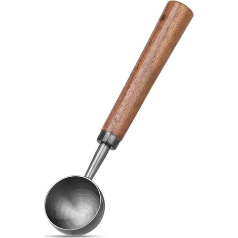 Messlöffel Aus Edelstahl Mit Einem Fassungsvermögen Von 10 G, Vielseitig Einsetzbar In Der Küche Für Kaffee, Tee, Kaffeebohnen Oder Als Eiskugelportionierer, Mit Griff Aus Walnussholz.