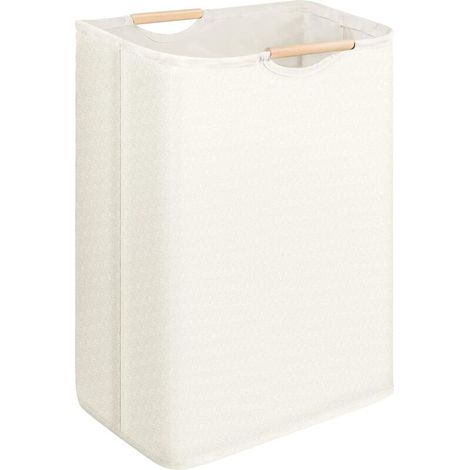 Zusammenklappbarer Wäschekorb Mit 60 Litern Fassungsvermögen Und Holzgriff, Ideal Für Schlafzimmer, Badezimmer, Kinderzimmer Und Reisen.