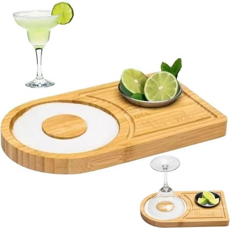 Cocktail-salz- Und Zuckerstreuer Aus Bambus, 9,5 X 5 Zoll Große Glas-zuckergussplatte, Geeignet Für Breite Gläser Bis Zu 4,7 Zoll, Zum Würzen Von Cocktails Und Partygetränken.