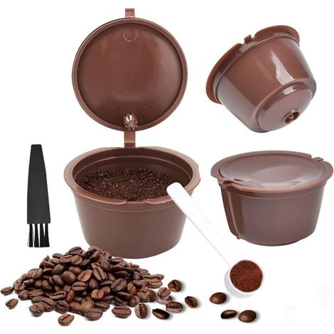 Wiederverwendbare Kaffeefilter, Nachfüllbare Kapseln, Kompatibel Mit Nescafé Dolce Gusto Kaffeemaschinen, Inklusive 1 Kaffeepad Und 1 Reinigungsbürste, Farbe: Braun.
