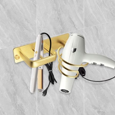 Spiralförmiger Haartrocknerhalter Mit Kabelaufwicklung Fürs Badezimmer, Gold