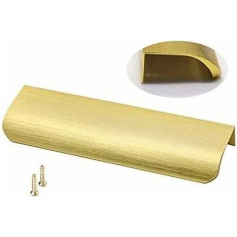 Set Mit 10 Profilierten Griffen Für Küchenschränke, Goldene Griffe, Unsichtbare Griffe - Ls7027gd128, Profilierte Aluminiumgriffe, 128 Mm Messinggriffe.
