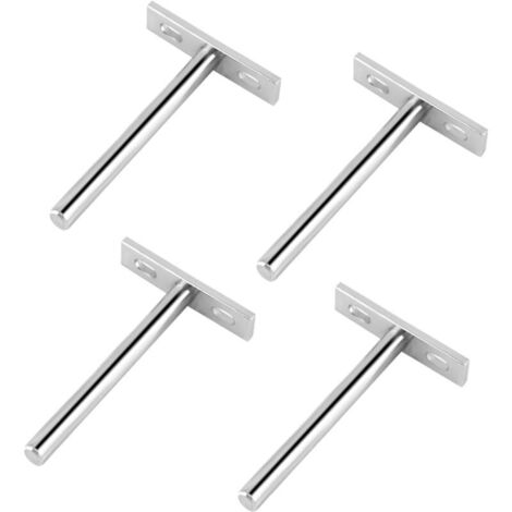 Set Mit 4 Verdeckten Wandregalhalterungen, 10 Cm Durchmesser, Für Schwere Lasten – Geeignet Für Wände, Kamine Und Bücherregale, Silberfarben
