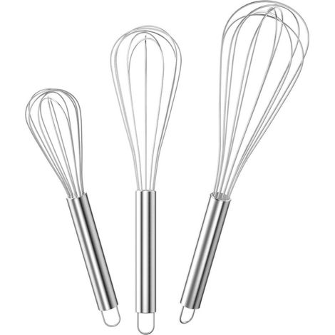 Professioneller Edelstahl-küchenschneebesen, 3er-set, Handschneebesen (21 Cm, 26 Cm Und 29 Cm) Zum Mischen, Kneten Von Teig, Schlagen Von Eiern Und Aufschäumen, Silberfarben