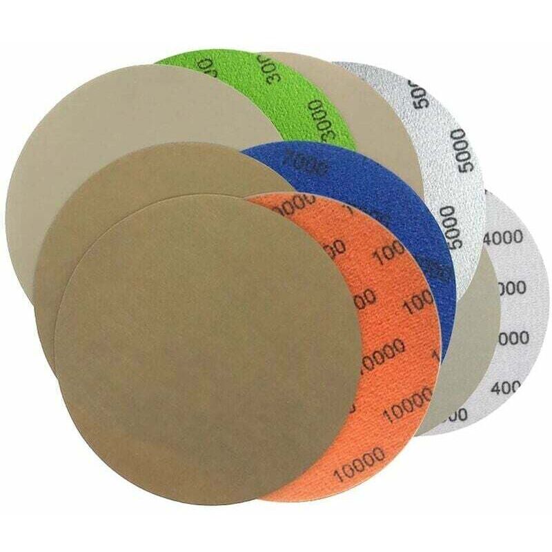 50 Runde Schleifscheiben Mit 125 Mm Durchmesser Und Klettverschluss, Körnung 3000/4000/5000/7000/10000, Zum Trocken- Und Nassschleifen, Zum Beflocken.